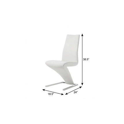Set of Two White and Silver Slipcovered Faux Leather Dining Side Chairs