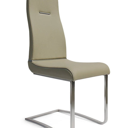 Set of Two Gray and Silver Faux Leather Dining Side Chairs