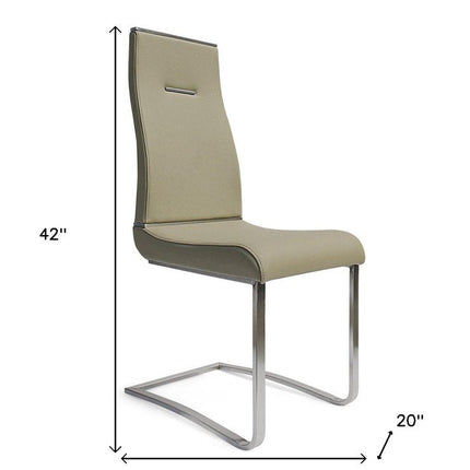 Set of Two Gray and Silver Faux Leather Dining Side Chairs
