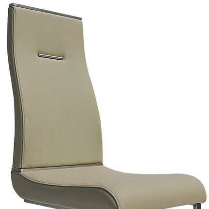 Set of Two Gray and Silver Faux Leather Dining Side Chairs