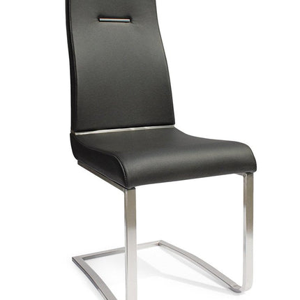Set of Two Black and Silver Faux Leather Dining Side Chairs HomeRoots