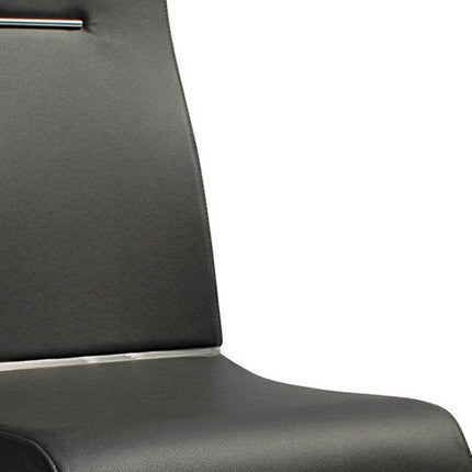 Set of Two Black and Silver Faux Leather Dining Side Chairs HomeRoots
