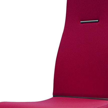 Set of Two Red and Silver Faux Leather Dining Side Chairs