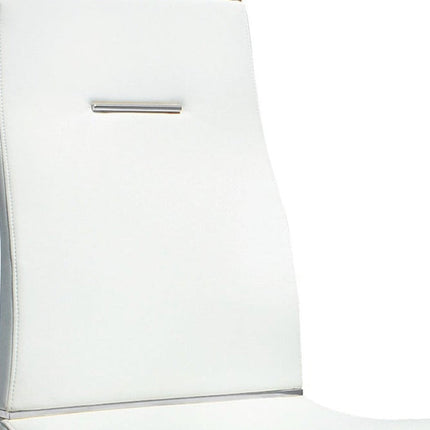 Set of Two White and Silver Faux Leather Dining Side Chairs
