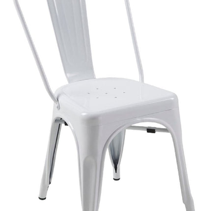 Set of Four White Metal Open Back Dining Side Chairs