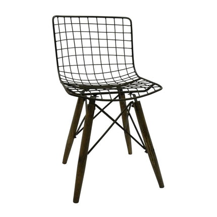 Set of Two Gray Metal Dining Side Chairs