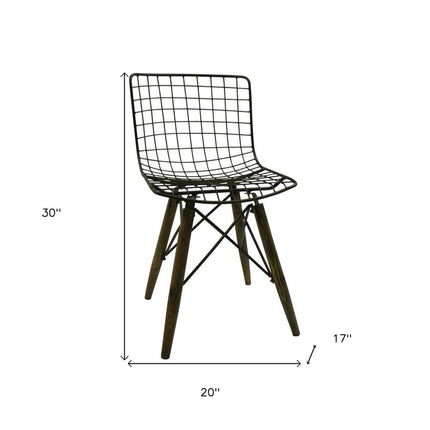 Set of Two Gray Metal Dining Side Chairs
