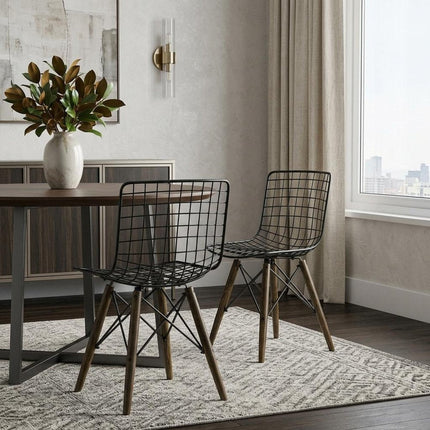 Set of Two Gray Metal Dining Side Chairs