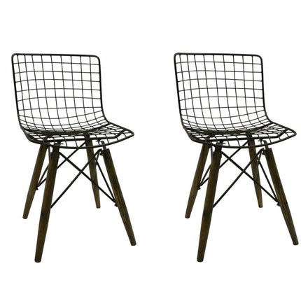 Set of Two Gray Metal Dining Side Chairs