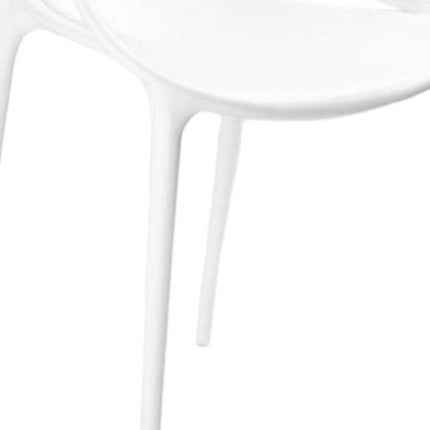 Set of Four White Heavy Duty Plastic Open Back Dining Arm Chairs
