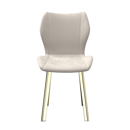 Set of Four Cream and Gold Velvet Dining Side Chairs