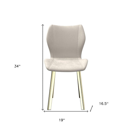 Set of Four Cream and Gold Velvet Dining Side Chairs