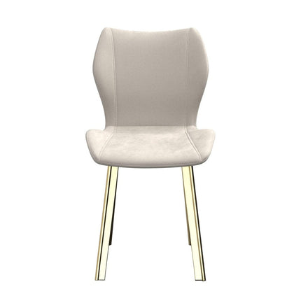Set of Four Cream and Gold Velvet Dining Side Chairs