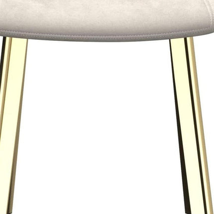 Set of Four Cream and Gold Velvet Dining Side Chairs