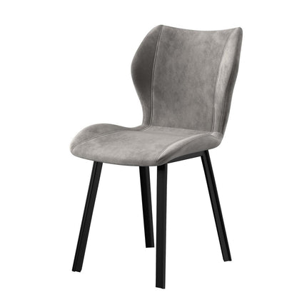 Set of Four Gray and Black Velvet Dining Side Chairs