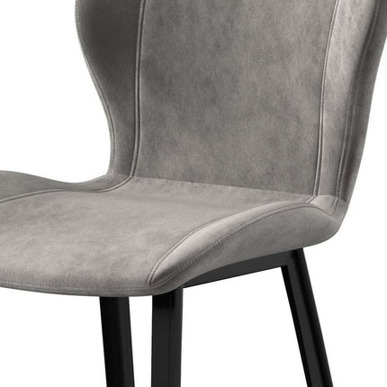 Set of Four Gray and Black Velvet Dining Side Chairs