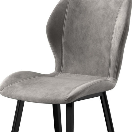 Set of Four Gray and Black Velvet Dining Side Chairs