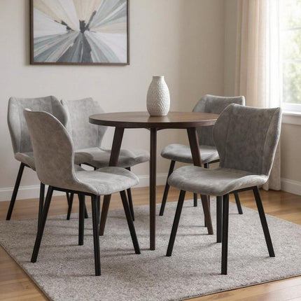 Set of Four Gray and Black Velvet Dining Side Chairs