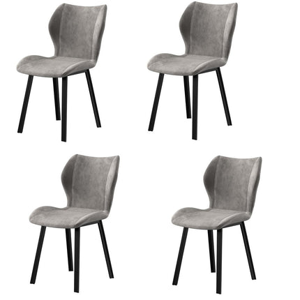 Set of Four Gray and Black Velvet Dining Side Chairs