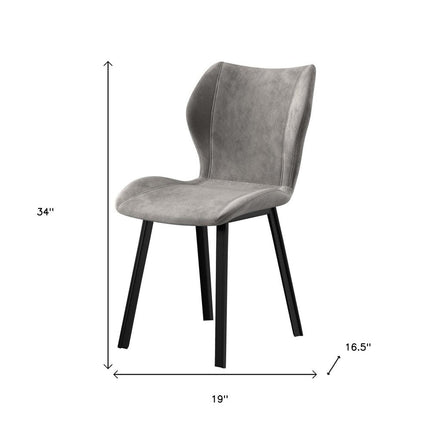 Set of Four Gray and Black Velvet Dining Side Chairs