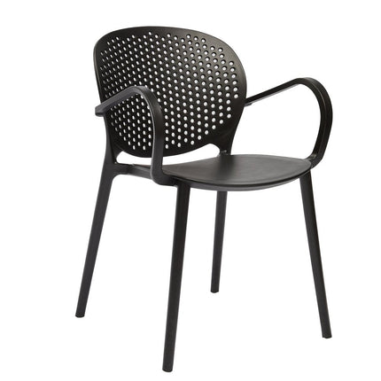Set of Four Gray Heavy Duty Plastic Dining Arm Chairs