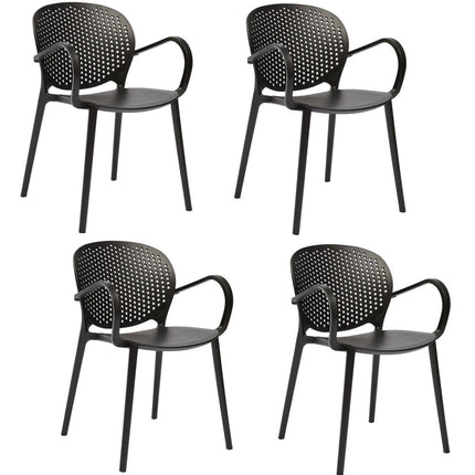 Set of Four Gray Heavy Duty Plastic Dining Arm Chairs