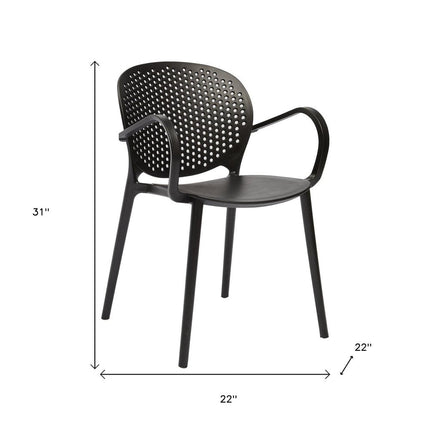 Set of Four Gray Heavy Duty Plastic Dining Arm Chairs