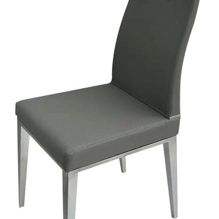 Set of Four Gray and Silver Faux Leather Dining Side Chairs