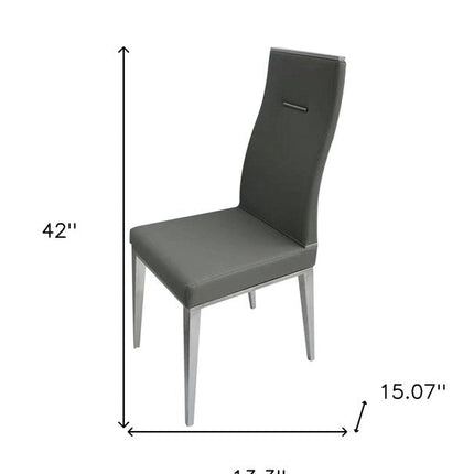 Set of Four Gray and Silver Faux Leather Dining Side Chairs