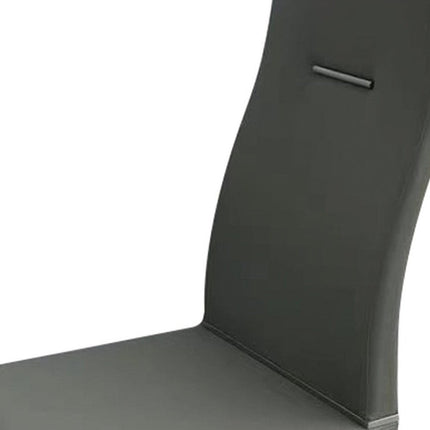 Set of Four Gray and Silver Faux Leather Dining Side Chairs