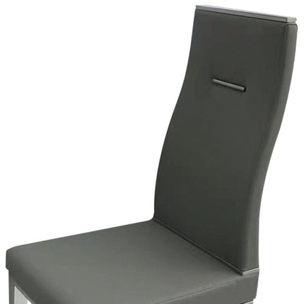 Set of Four Gray and Silver Faux Leather Dining Side Chairs