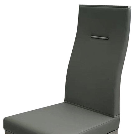 Set of Four Gray and Silver Faux Leather Dining Side Chairs