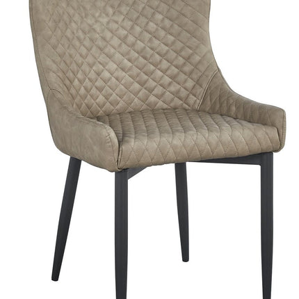Set of Four Gray and Black Tufted Faux Leather Dining Side Chairs