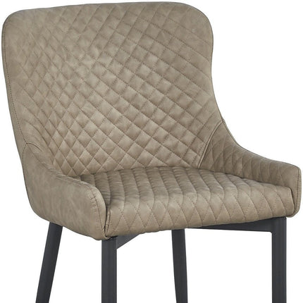 Set of Four Gray and Black Tufted Faux Leather Dining Side Chairs