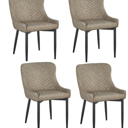 Set of Four Gray and Black Tufted Faux Leather Dining Side Chairs