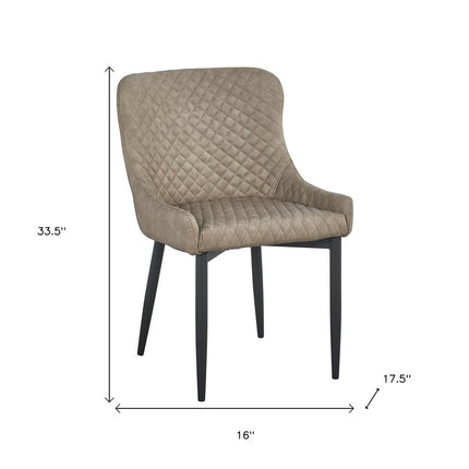 Set of Four Gray and Black Tufted Faux Leather Dining Side Chairs
