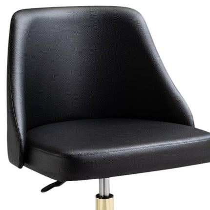 Black and Gold Faux Leather Adjustable Height Swivel Rolling Office Chair HomeRoots