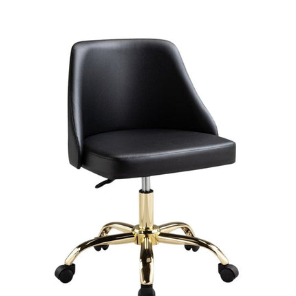 Black and Gold Faux Leather Adjustable Height Swivel Rolling Office Chair HomeRoots