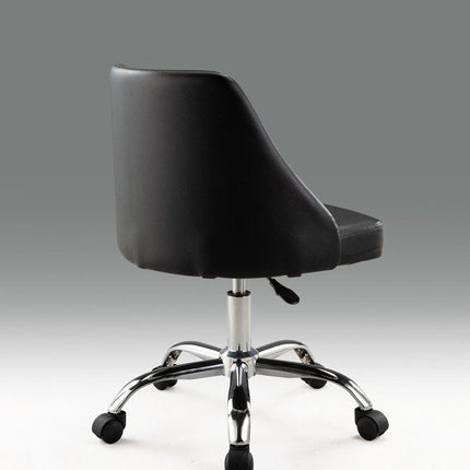 Black and Silver Faux Leather Adjustable Height Swivel Rolling Office Chair HomeRoots