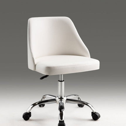 White and Silver Faux Leather Adjustable Height Swivel Rolling Office Chair HomeRoots