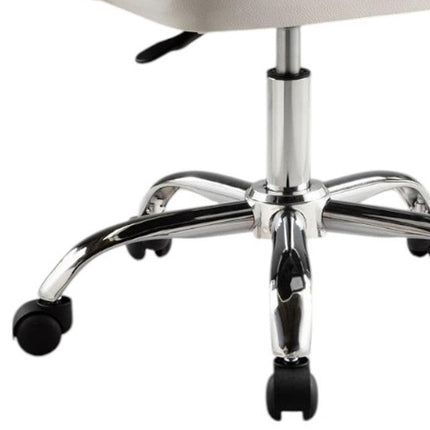 White and Silver Faux Leather Adjustable Height Swivel Rolling Office Chair HomeRoots