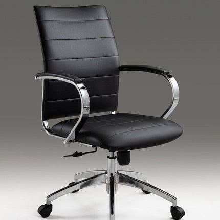 Black and Silver Adjustable Height Swivel Rolling Office Chair HomeRoots