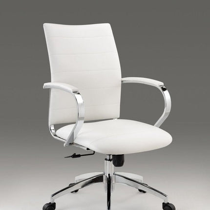 White and Silver Adjustable Height Swivel Rolling Office Chair HomeRoots
