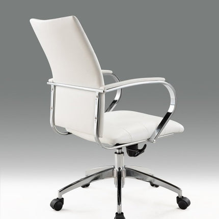 White and Silver Adjustable Height Swivel Rolling Office Chair