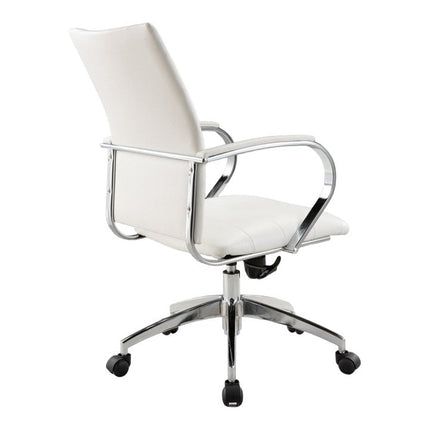 White and Silver Adjustable Height Swivel Rolling Office Chair HomeRoots