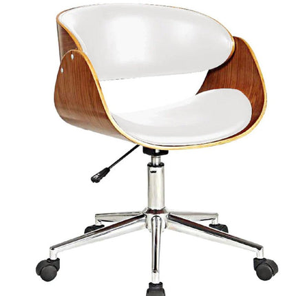 Brown White and Silver Adjustable Height Swivel Rolling Office Chair HomeRoots