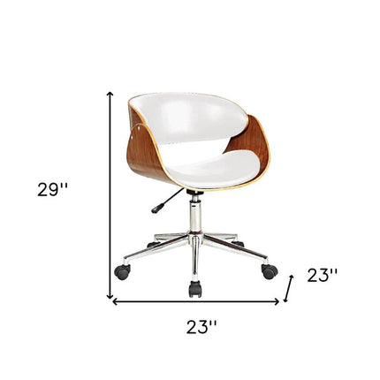 Brown White and Silver Adjustable Height Swivel Rolling Office Chair HomeRoots