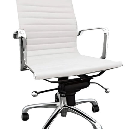 White and Silver Faux Leather Adjustable Height Swivel Rolling Office Chair HomeRoots