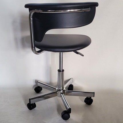 Black and Silver Adjustable Height Swivel Rolling Conference Office Chair HomeRoots