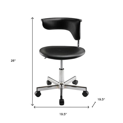 Black and Silver Adjustable Height Swivel Rolling Conference Office Chair HomeRoots